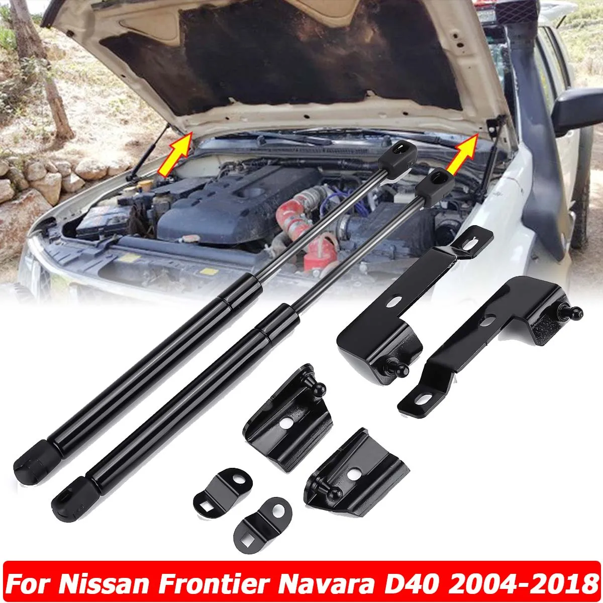 2X Front Engine Bonnet Hood ShockGas Struts Bar Spring Lift Support For Nissan Frontier Navara D40 2004-2018 Car Accessories
