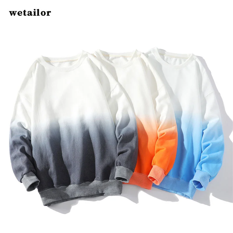 

Gradient High Fashion Color Round Neck Sweatshirt Spring Outdoor Unisex Long Sleeve Thin Pullover Hoodies