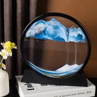 7inch 3d glass sandscape ornaments hourglass frame art picture display flowing sand quicksand ornaments office home decor