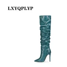 Женские сапоги на высоком каблуке, с острым носком, размеры 34-45