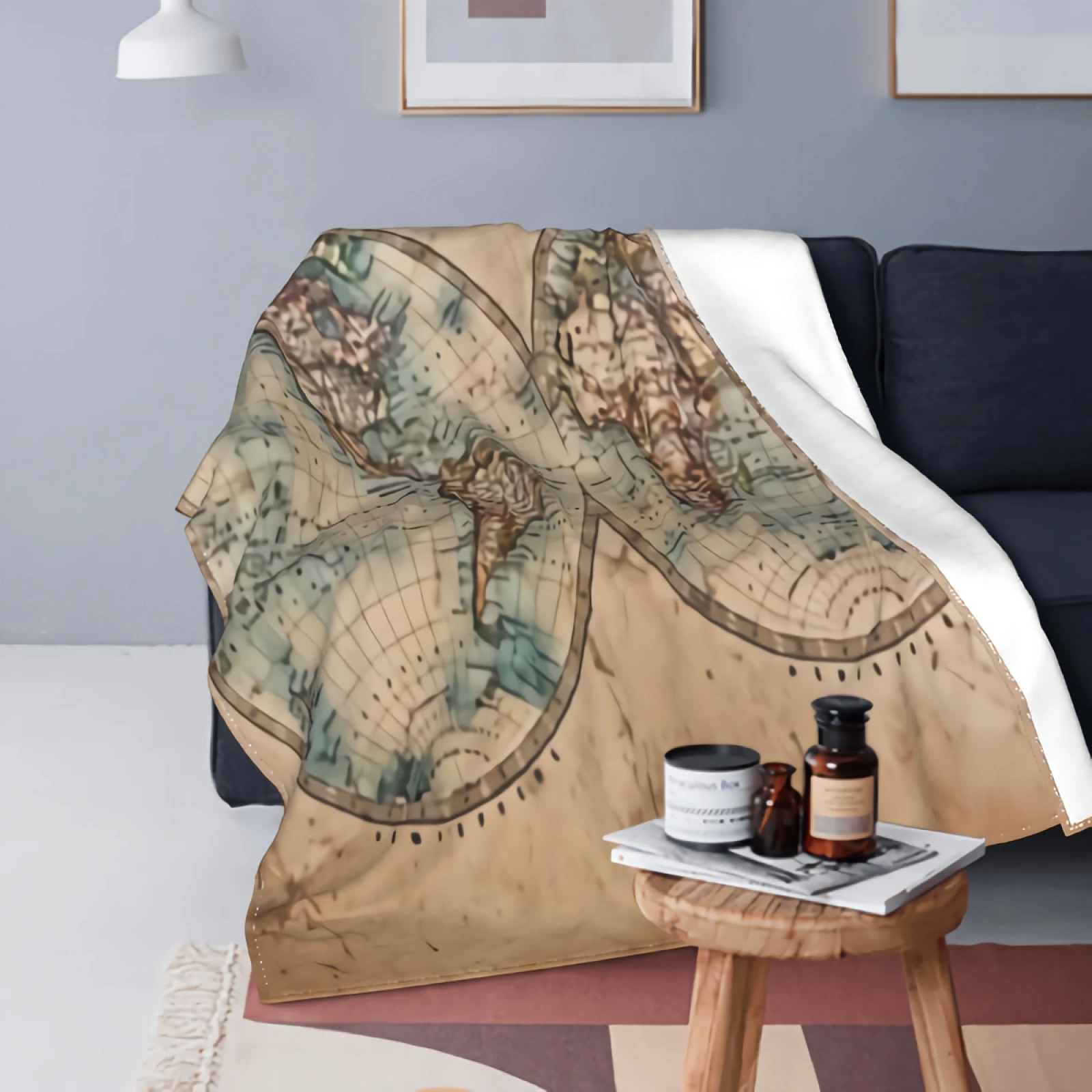 

A Old Stained World Map Flannel Fleece Throw Blanket Western And Eastern Hemispheres Lightweight Cozy Plush Microfiber Bed