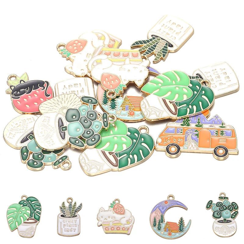 

6pcs/Lot Alloy Cute Vegetable Animal Enamel Charms for Jewelry Making Pendant For Diy Bracelet Neckalce Handmade Accessories