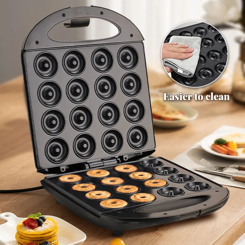 

220V Non-stick Doughnut Maker DIY Breakfast Baking Machine Multi Cake Makers Fast Heating 16 Holes Donut Machine