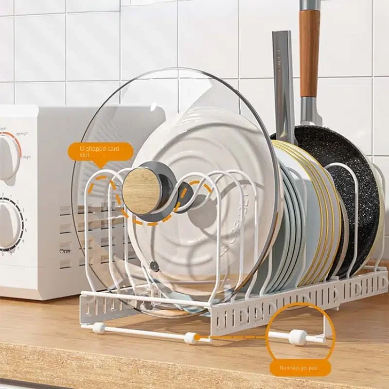

Kitchen Pot Rack, Storage Rack, Multi-layer Pot Storage Rack, Countertop Adjustable Pot Rack, Dish Rack, Pot Lid Rack