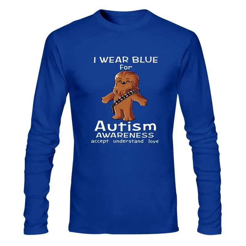 Мужская одежда новый бренд Чубакка синяя футболка для осмотра аутизма с коротким