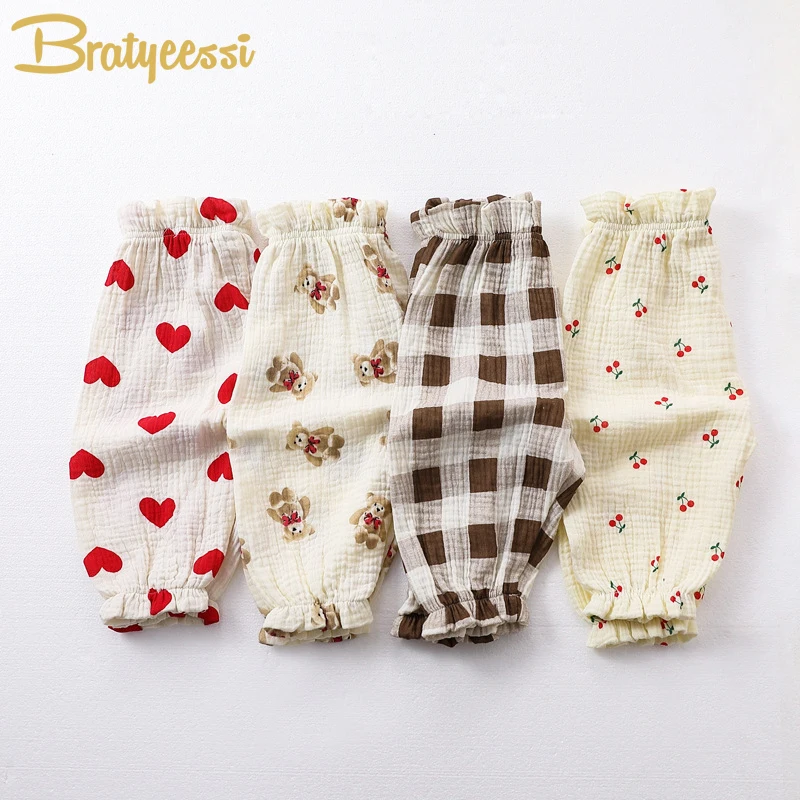 

Summer Baby Pants Cartoon Print Muslin Baby Trousers for Girls Boys Casual Kids Bloomers Korean Baby Girl Clothes