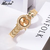 missfox watch for women fashion leopard small dial gold ladies quartz reloj luxury stainless steel diamond girls wrist watches
