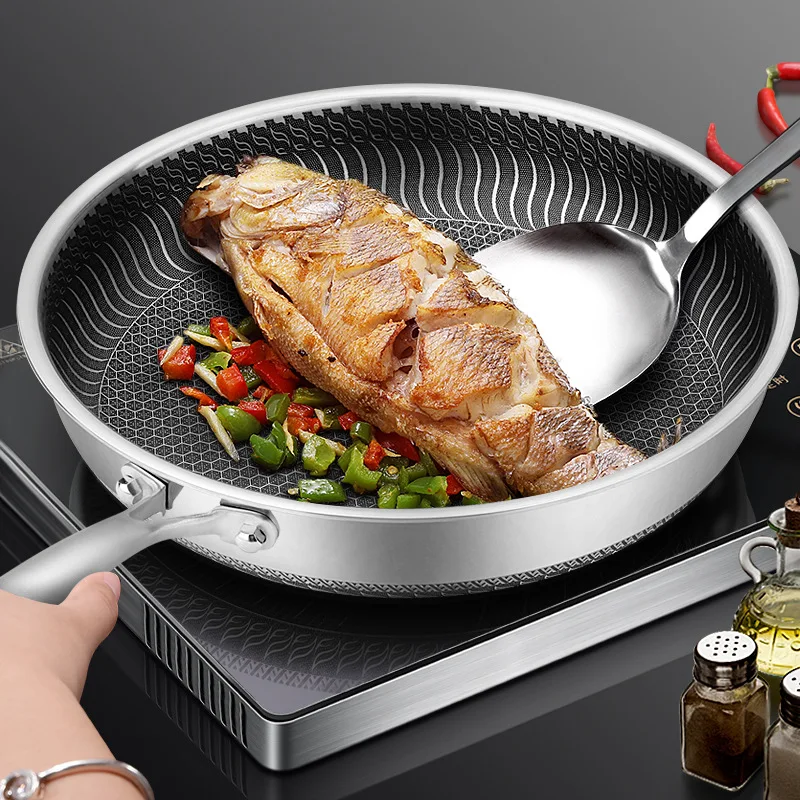

Stainless steel frying pan non-stick frying pan steak cookware induction cooker honeycomb omelet pan