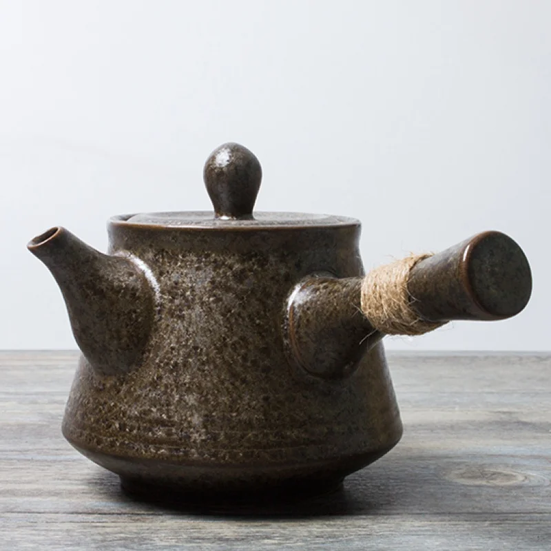 

Керамический чайник ручной работы в японском стиле, Античный Чайный набор с боковой ручкой, чайный горшок, фарфоровый Стандартный чайный набор, черный чай, ПУ