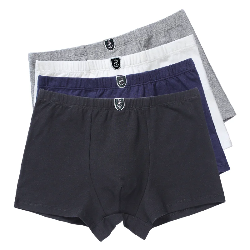 4 шт./лот однотонное нижнее белье для мальчиков Трусы из органического хлопка