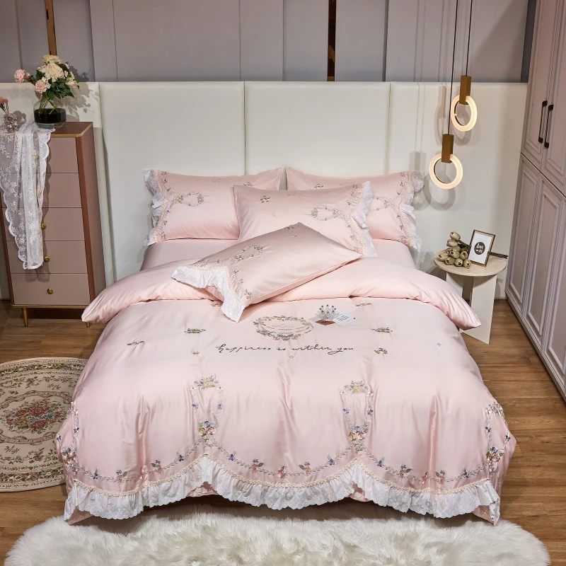 

Luxury 1000TC Egyptian Cotton Flowers Embroidery Princess Bedding Set Quilt/Duvet Cover Bed Comforter Set Bed Linen Pillowcases