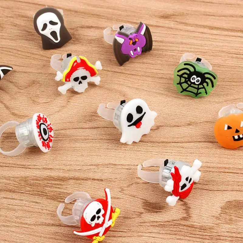 

Halloween Decoration Halloween Ring Spiders Luminous Bracelet Party Supplies Plastic Bats Led Light Toys Glowing Finger Eyeballs