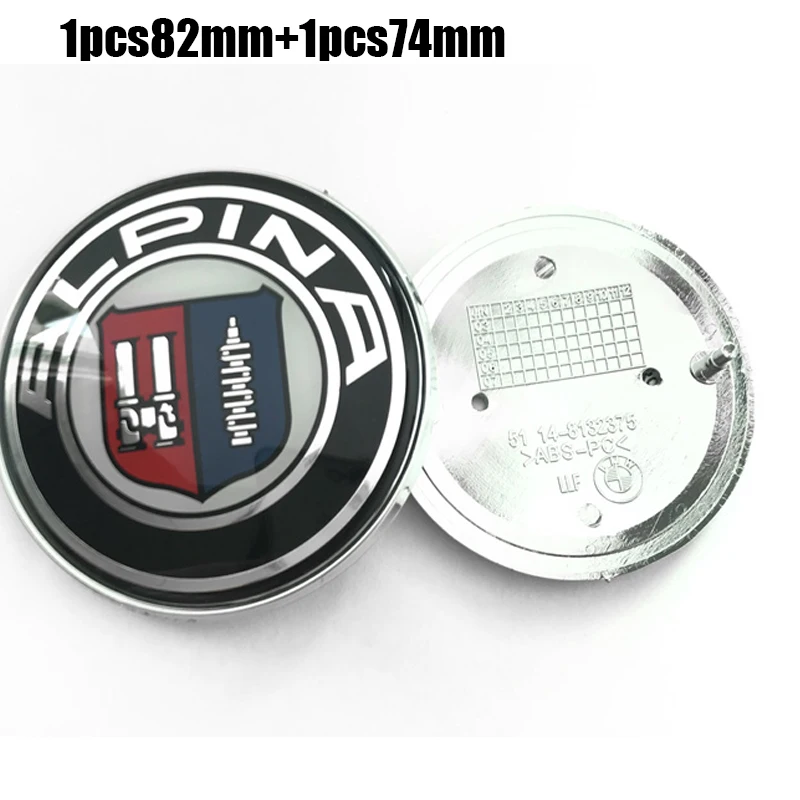 

2pcs 82mm 74mm Car Emblem Badge Hood Front Rear Trunk Logo For Alpina E46 E39 E38 E90 E60 Z3 Z4 X3 X5 X6 51148132375 Accessories