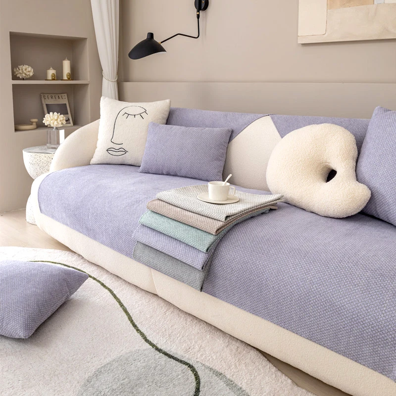 

Cotton Linen Sofa Cover Solid Modern Living Room Anti-slip Combination Sofa Cushion Cover Full Cover Furniture Dust Protection