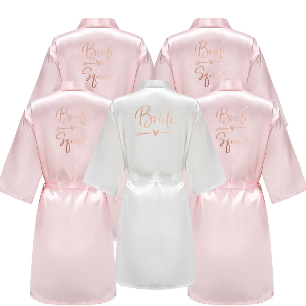 

Bride Squad Women Wedding Satin Dressing Gown Personalized Custom Name Bathobe Bridal Party Robes Bridesmaid Robes gift