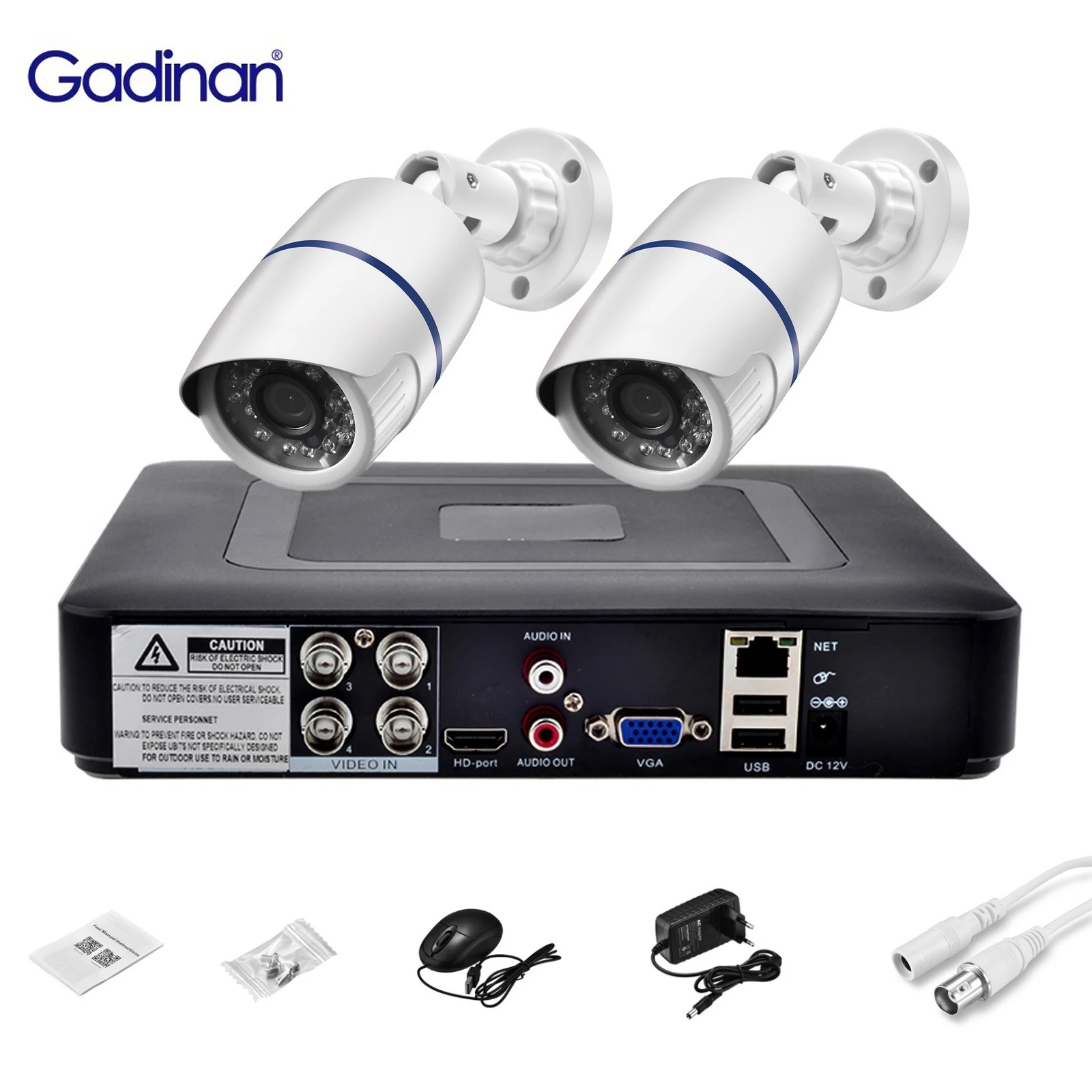 

Gadinan 4CH AHD-DVR 5MP Camera Kit 720P/1080P Motion Detection CCTV Security System Plastic Night Vision 3.6mm 2PCS Suit