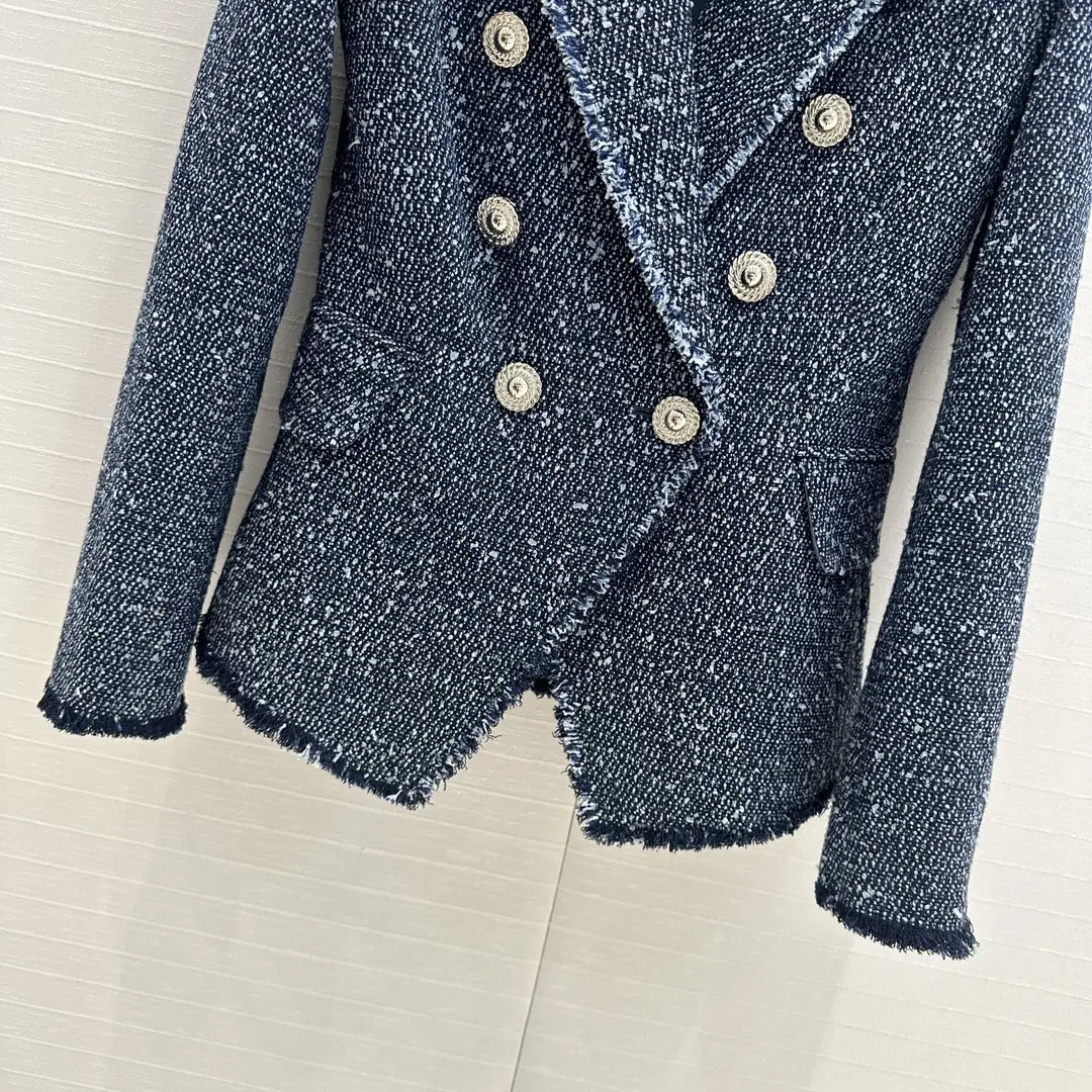 Женский роскошный пиджак весна-осень высокое качество женское двубортное