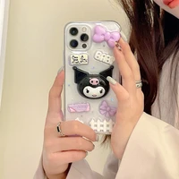 bandai kuromi 3d cartoon doll phone cases for iphone 13 12 11 pro max mini xr xs max 8 x 7 se 2022 girl anti drop soft tpu cover