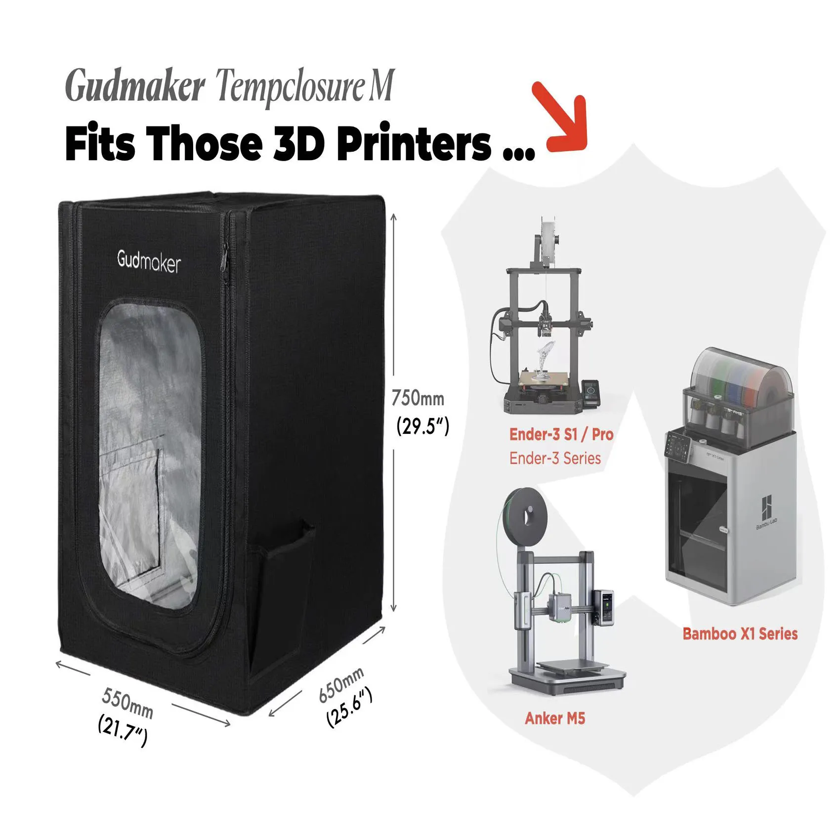 

Огнеупорный и пыленепроницаемый корпус для 3D-принтера Gudmaker, тент для 3D-принтера Ender 3 S1 pro/Ender 3 pro/Ender 3 V2/Ender 5 Pro