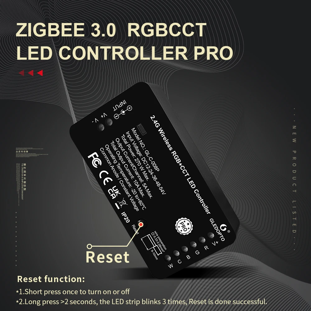 

Aubess Zigbee 3.0 Smart LED Strip Controller Reset Key RGBCCT Pro Compatible With Tuya SmartThings App Voice RF Remote Control