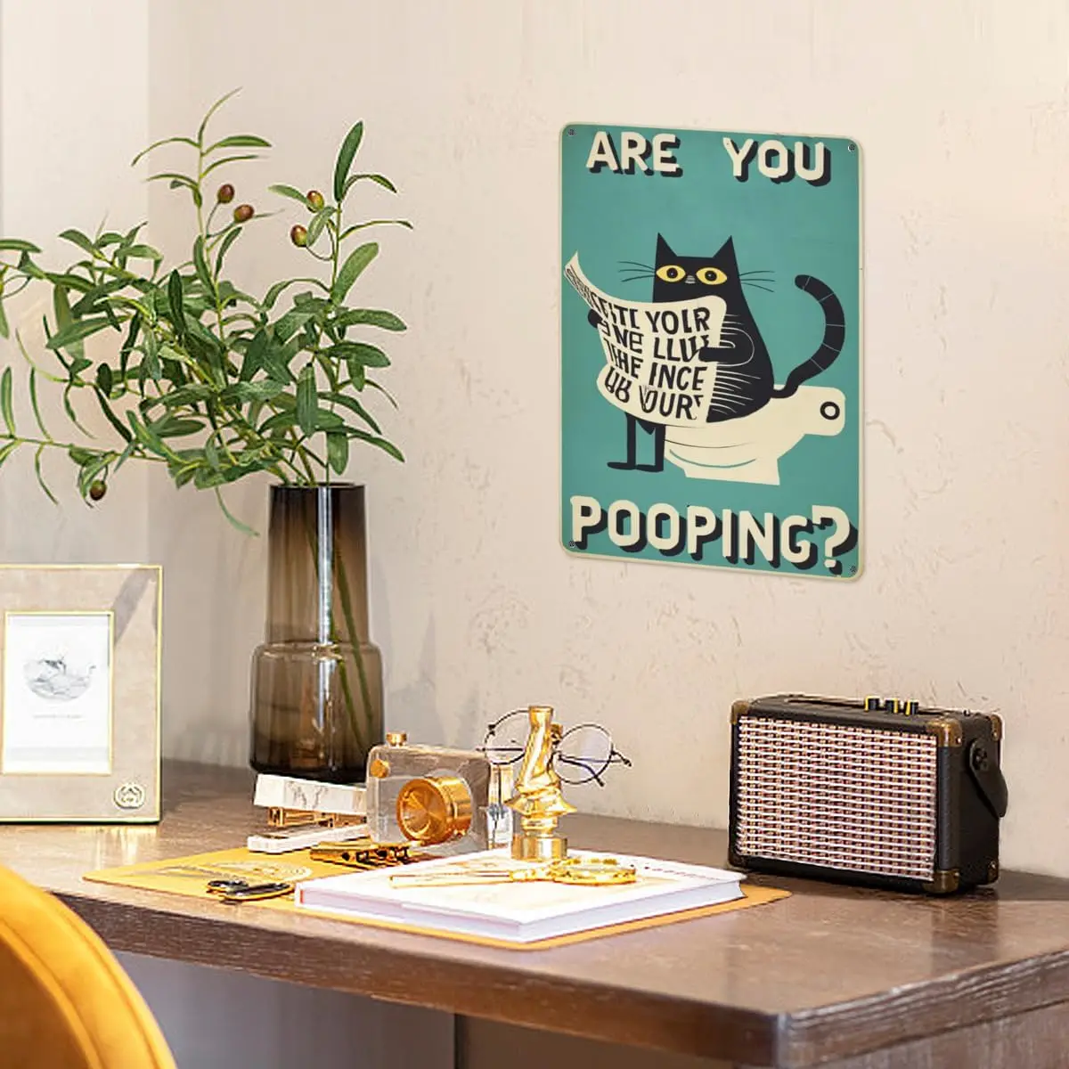 Vntge Funny Blck Ct Tn Sgn - Retro re You Poopng Metl Wll rt для дома спальни кафе паба клуба Ktchen Grge De