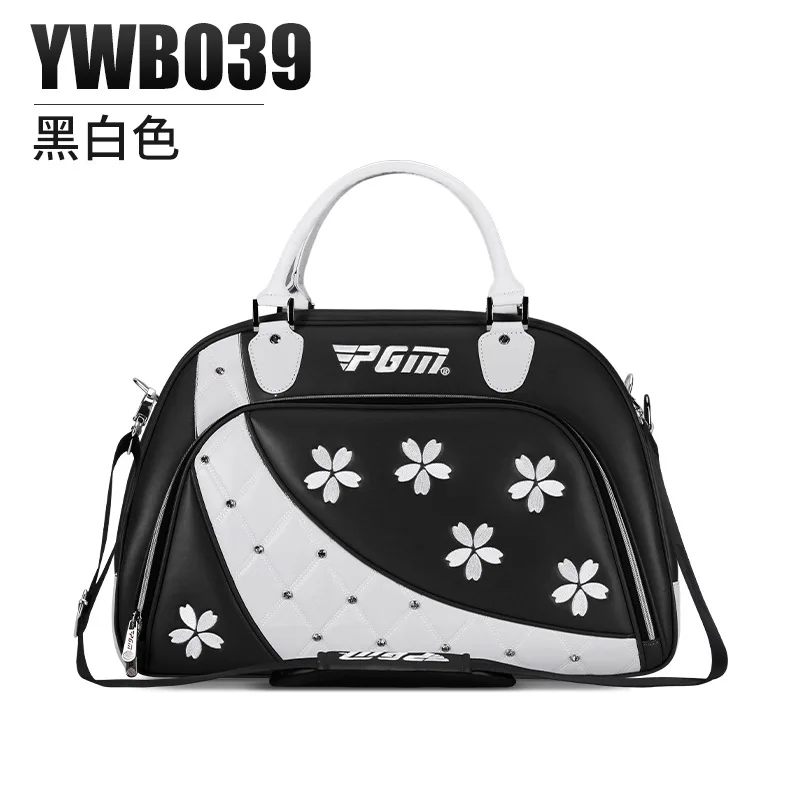 PGM Microfiber Diamond-Encrusted Flower Clothing Bag Golf Clothing Women Bag Easy Clean Waterproof Microfiber Leather Handbag