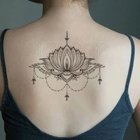 fake tatoo black mandala flower necklace totem hand tattoo sticker big tatto body art back arm belly for women girl men