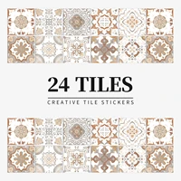 24pcs pattern tile stickers waterproof self adhesive wall stickers kitchen bathroom home improvement wallpaper room decoration