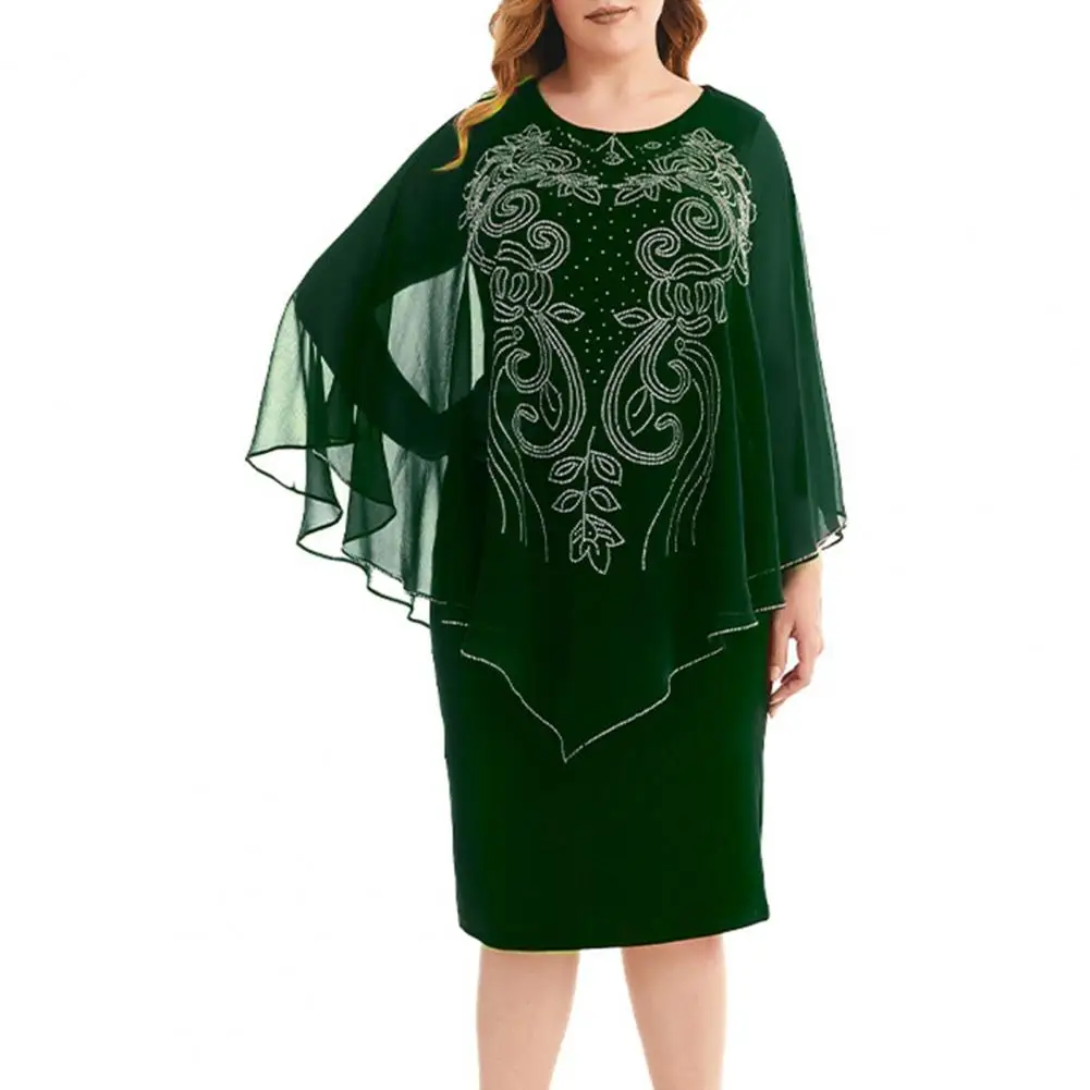 

Шифоновое платье-миди с круглым вырезом и рукавом 2022