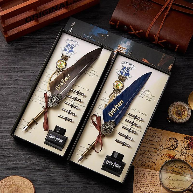 

European retro feather pen dipped in water gift box set gift pen gift box set factory direct sales Fountain Pens