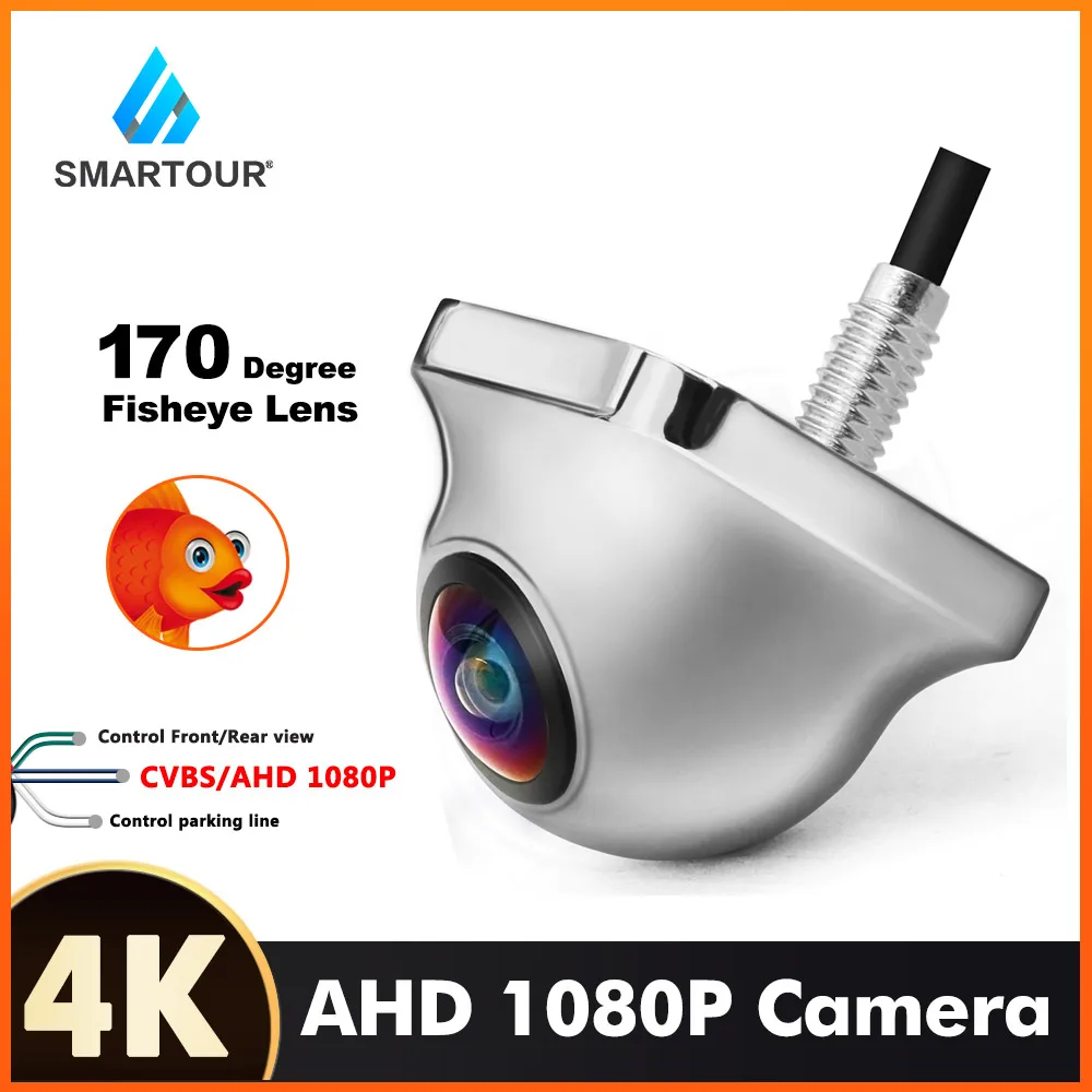 

SMARTOUR 1080P HD 170 градусов Автомобильная камера заднего вида для ночного видения, AHD 4 контакта, автомобильная хромированная парковочная камера