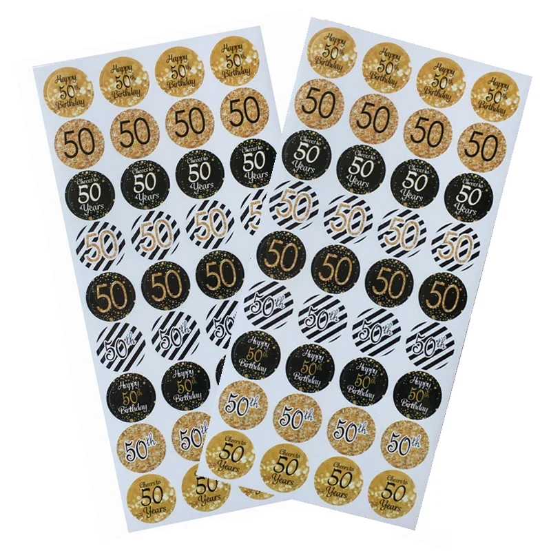 216 шт. бумажные наклейки Happy 30th 40th 50th 60th 70th 80th подарочная коробка на день рождения