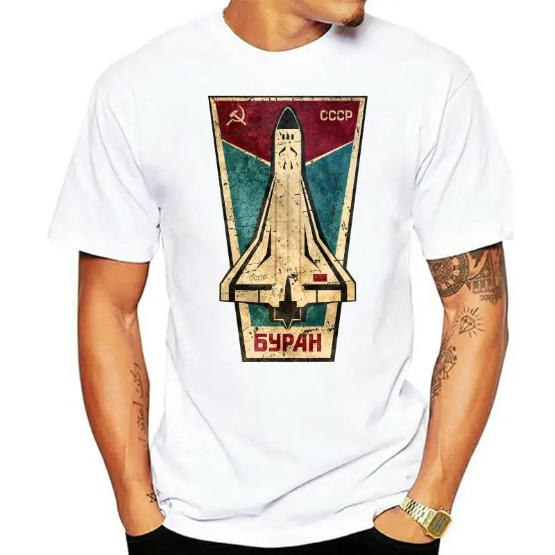 

Stylish Russian CCCP Buran Tshirt Space Shuttle Emblem T-shirt Men Short Sleeved Summer Tee Soviet Union USSR Spacecraft T Shirt