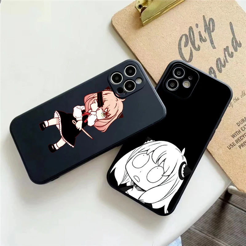 

SPY×FAMILY Anime Phone Case For Funda iPhone 11 13 Pro Max 12 Mini X XR XS 6 6s 7 8 Plus Etui Black Silicone Cover Back Celular