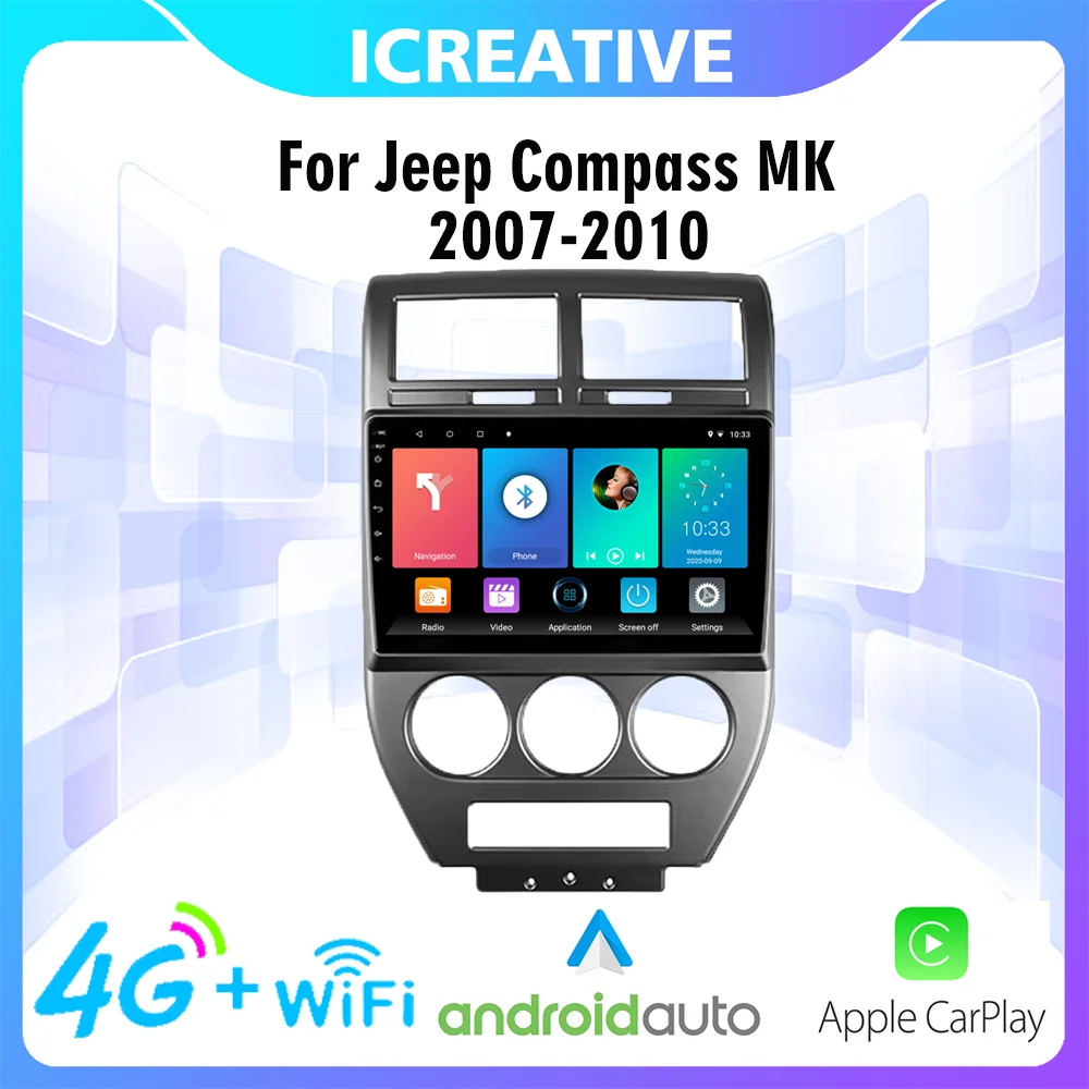 

2 Din 10.1 Inch Car Radio Multimedia Video Player 4G Carplay Navigation GPS For Jeep Compass MK 2007-2010 Android Auto Stereo