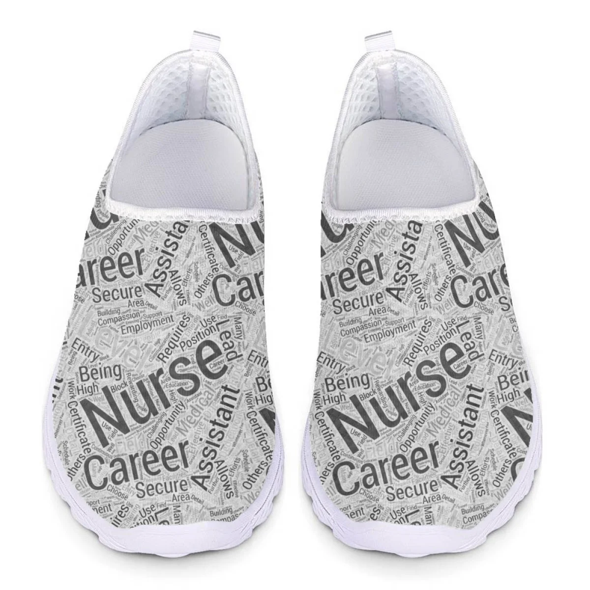 

Nopersonality Cloth Shoes Mesh Assistance Caring Nurse Theme Sports Shoe Ladies Flat Running Sneakers Friction Non-slip Travel
