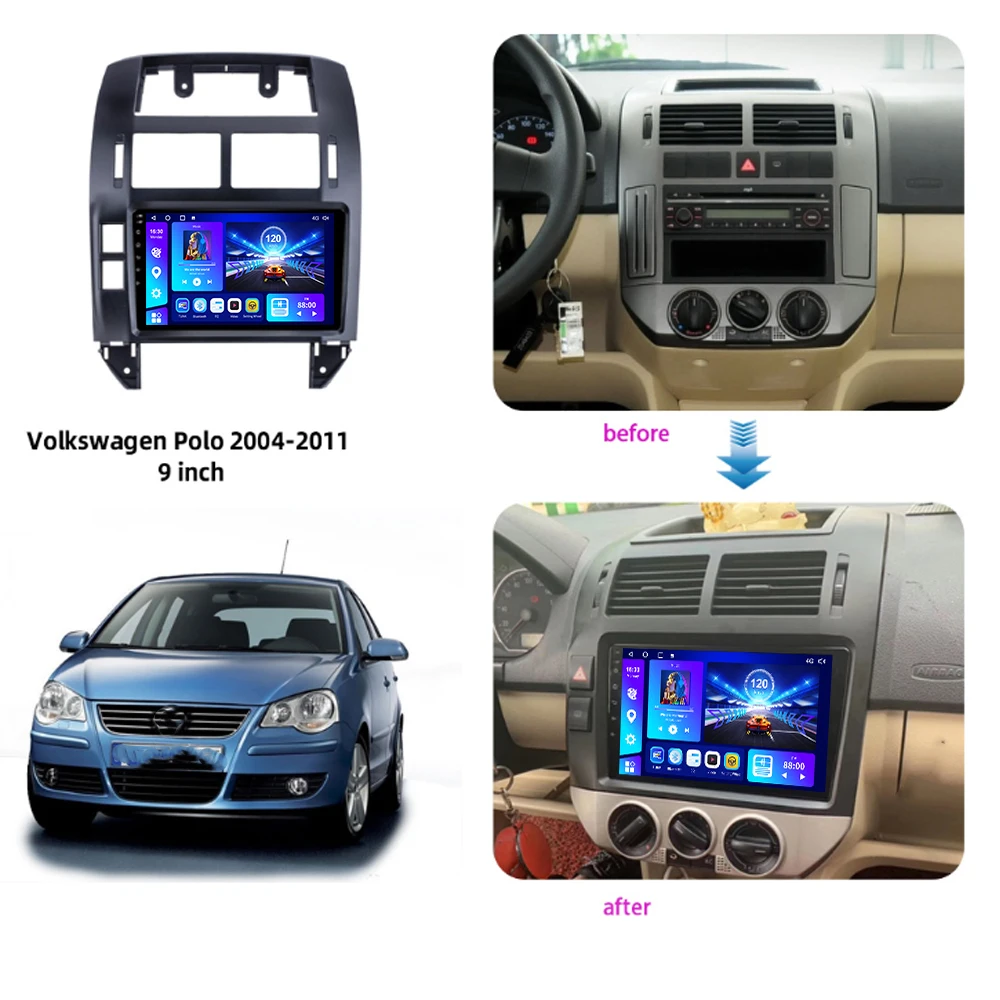 NAVISTART Android 10 Car Radio Stereo For Volkswagen Polo Mk4 2004-2009 GPS Navigation Android Auto 4G WIFI Carplay No 2 Din DVD images - 6