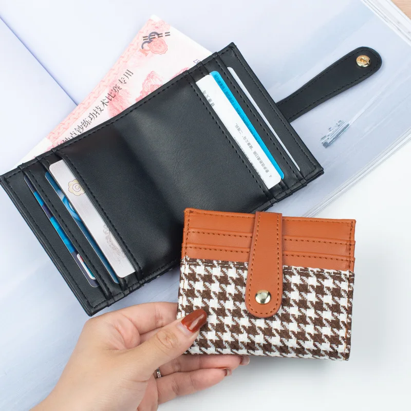 

2022 Student Korean Version of The Houndstooth Small Fresh and Fashionable Lady's New Trendy Coin Purse Card Package