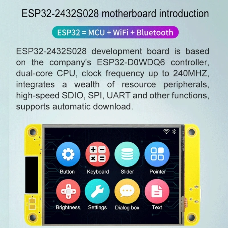 

ESP32 Development Board Wifi BT 2.8 Inch 240x320 Intelligent Display TFT Module TouchScreen LVGL Automatic Download F19E