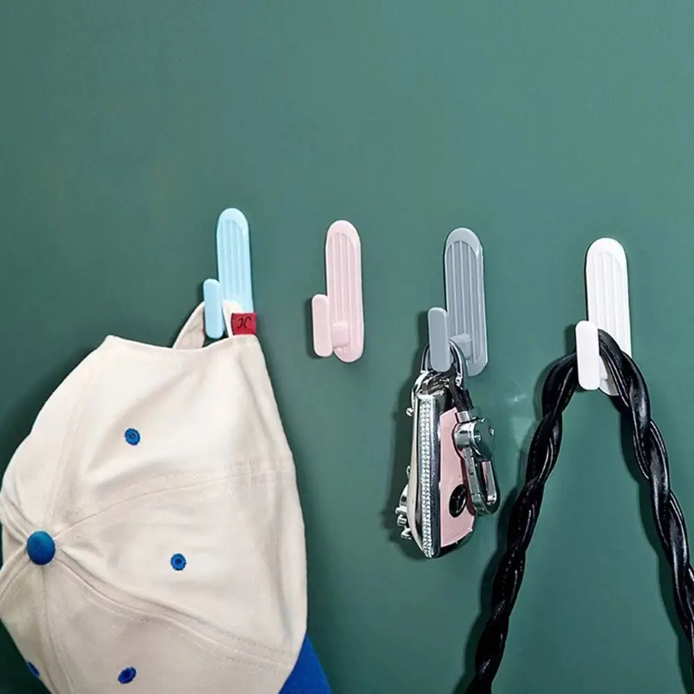 1/4 шт. Многофункциональный пластиковый настенный дверной крючок не пробиваемый