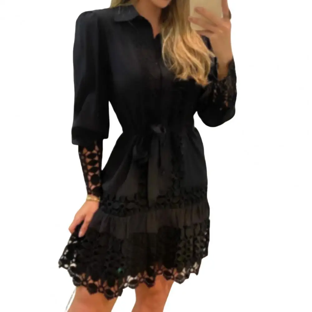 

Платье-рубашка с отложным воротником, мягкое свободное мини-платье с вырезами, простая уличная одежда