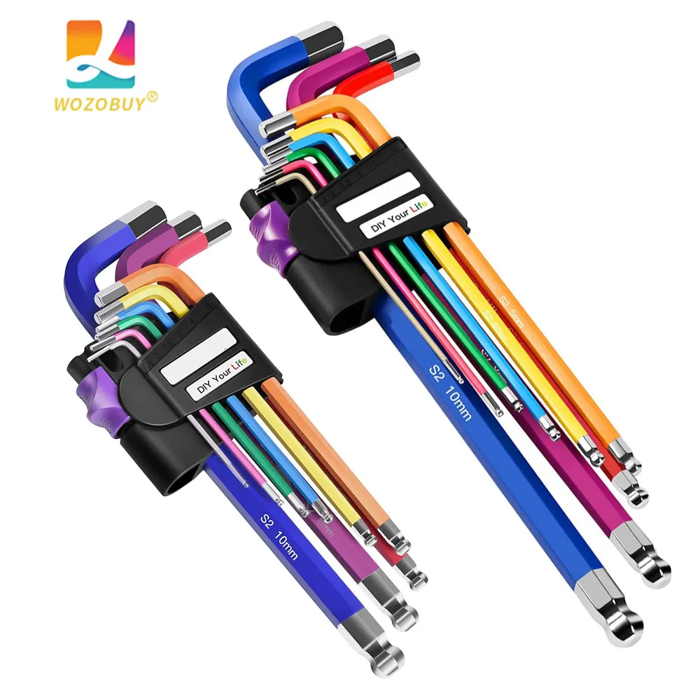

9pcs Allen Key Set Tools with Ball End,1.5mm-10mm,Metric Hexagon Wrench,L-Keys Wrenches for DIY, Bike and Motorcycle Maintenance