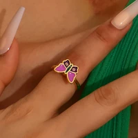 rotatable daisy flower butterfly ring for women light luxury ladies adjustable opening unzip ring turning five petal flower ring