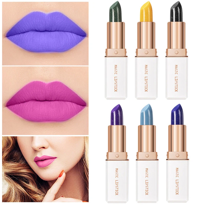 

Blue Rose Lip Temperature Color Changing Natural Long Lasting Waterproof Lipstick Cosmetics Woman Makeup Beauty Lip Balm LPS#