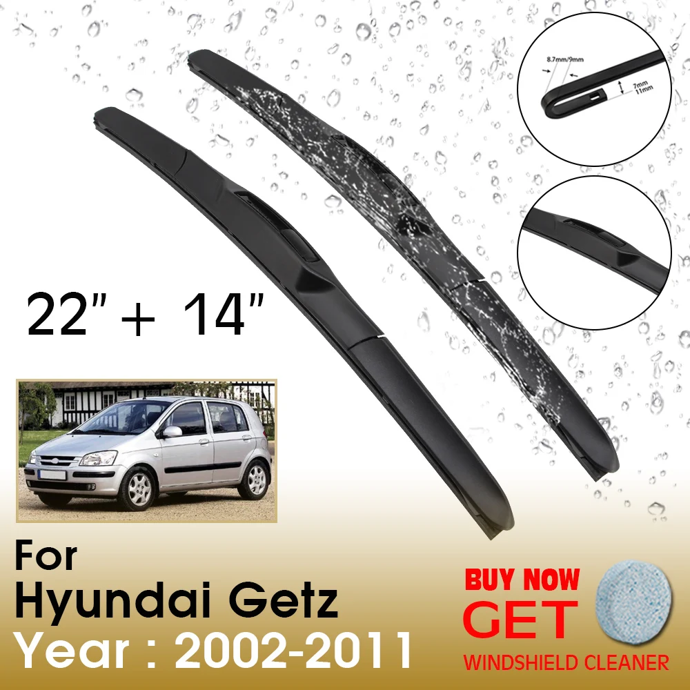 

Car Wiper Blade For Hyundai Getz 22"+14" 2002-2011 Front Window Washer Windscreen Windshield Wipers Blades Accessories