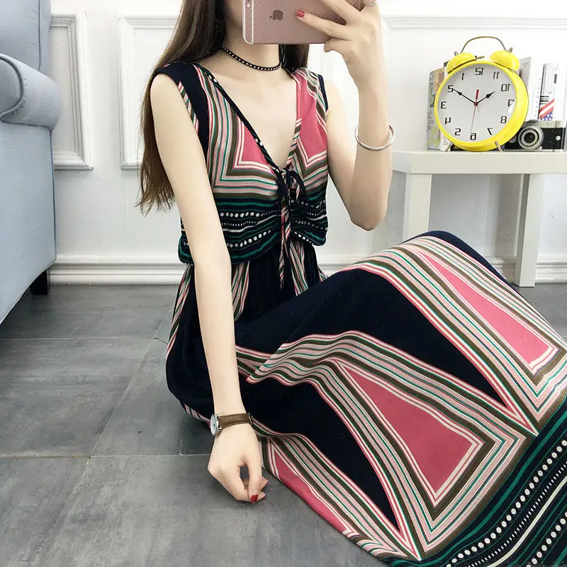 Женское богемное платье-трапеция без рукавов винтажное платье из хлопка и шелка