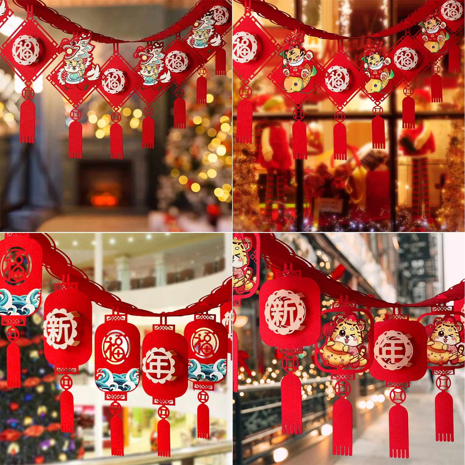 

Spring Festival Pendants New Years Eve Party Supplies 2022 Chinese New Year's Ornaments Banner Party And Fu Character Decors For