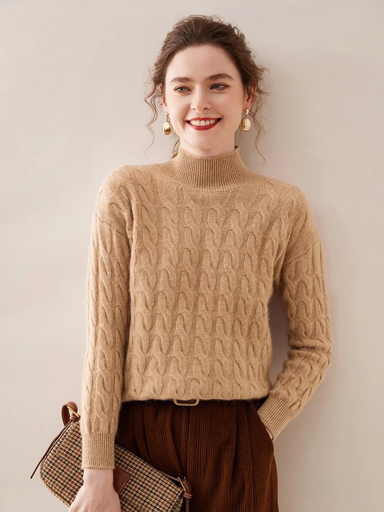 100% кашемировая вязаная одежда женский зимний свитер винтажный стиль базовый