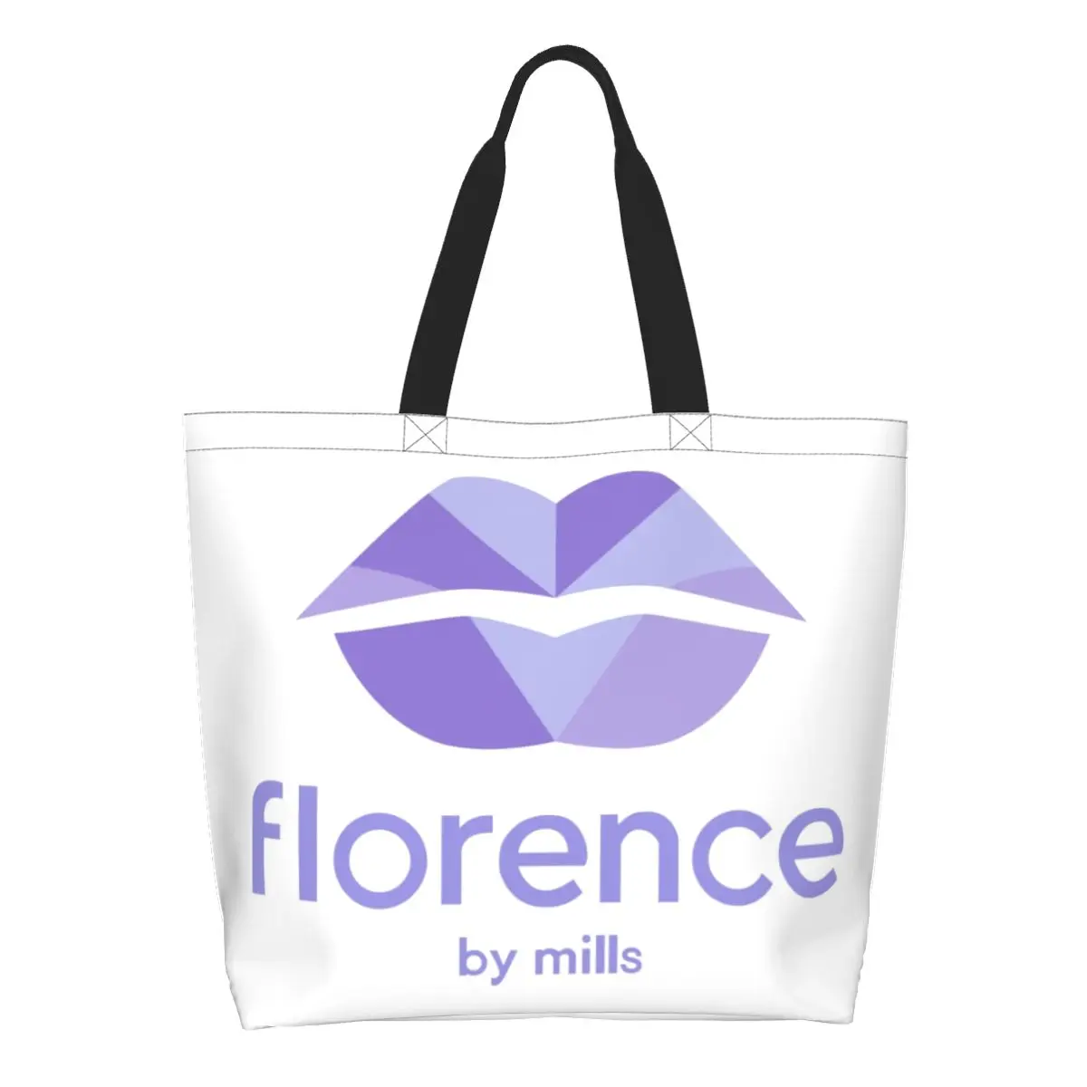 

Florence By Mills Grocery Shopping Bag Kawaii Print Canvas Shopper Tote Shoulder Bag Large Capacity Portable Handbag