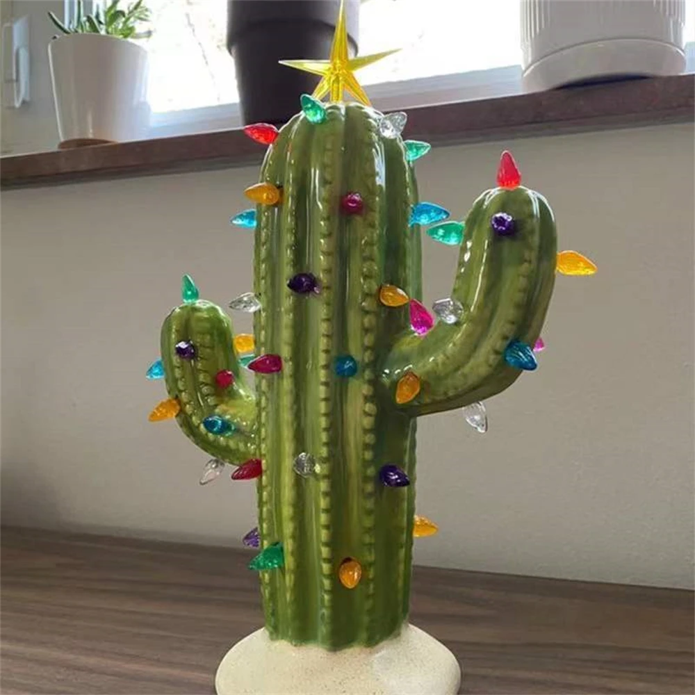 

Hot Sale New Artificial Cactus Resin Decoration Led Home Lamp Design Atmosphere Green Plant Garden Decoration